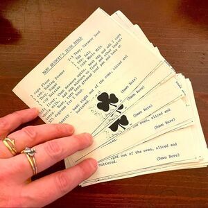 Mary Bridget’s Irish Bread recipe card typed out by my Mom w/ her Ma’s recipe ☘️